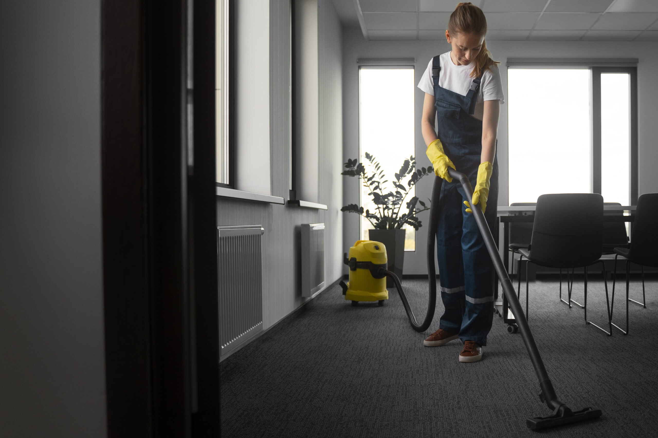 a woman doing carpet cleaning